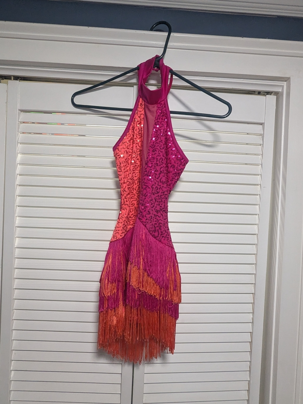 Weissman Fuchsia and Coral Dance Dress with Sequined Trim, MC